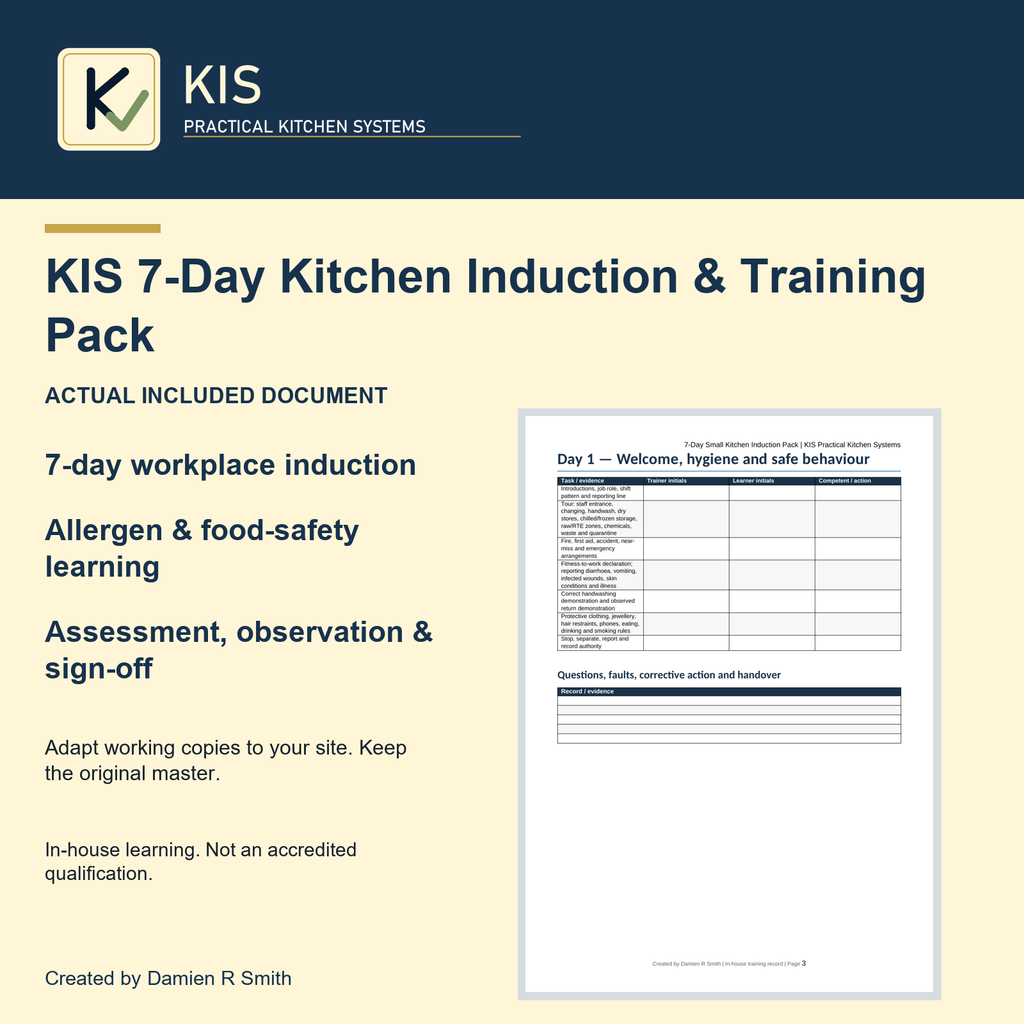 KIS 7-Day Kitchen Induction & Training Pack