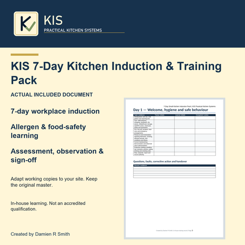 KIS 7-Day Kitchen Induction & Training Pack