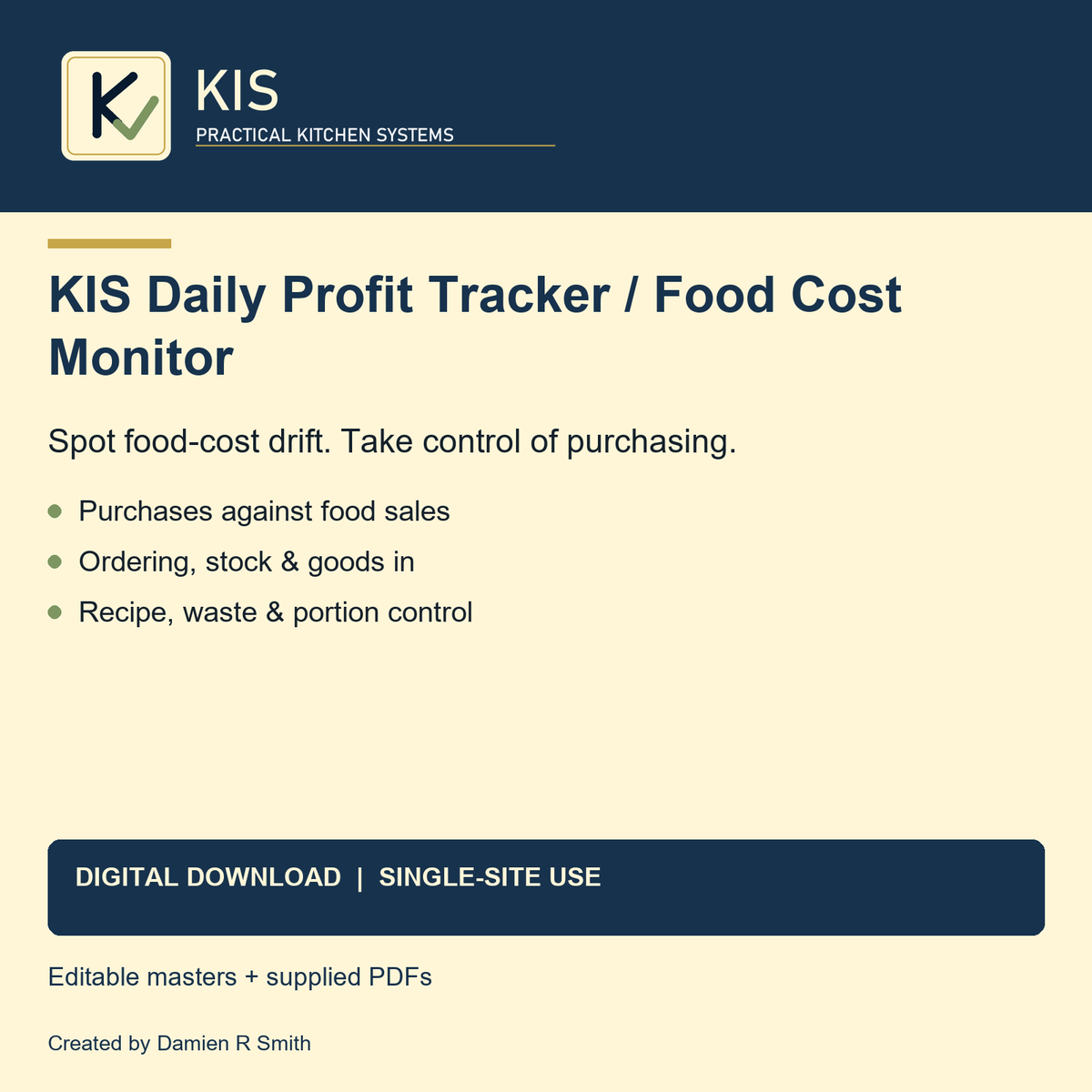 KIS Daily Profit Tracker / Food Cost Monitor